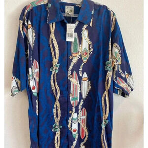 Colo Wear Men's Vintage Hawaiian Shirt L Blue Graphic Print Short Sleeve